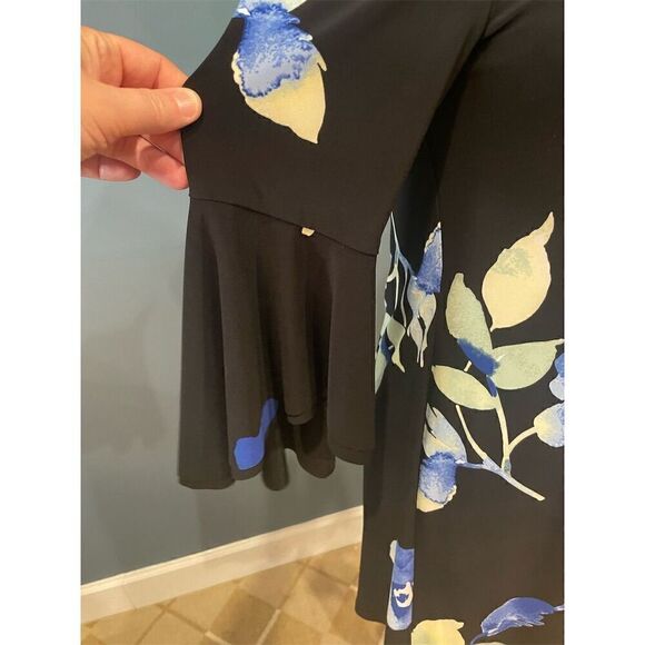 Lauren Ralph Lauren Women's Petite Floral Bell Sleeve Dress Black Size 6P - Picture 3 of 11